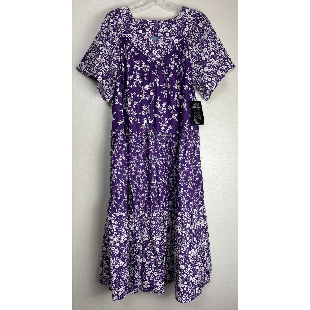 Only Necessities Purple Floral Tiered Maxi Dress Cotton Size M New 2549